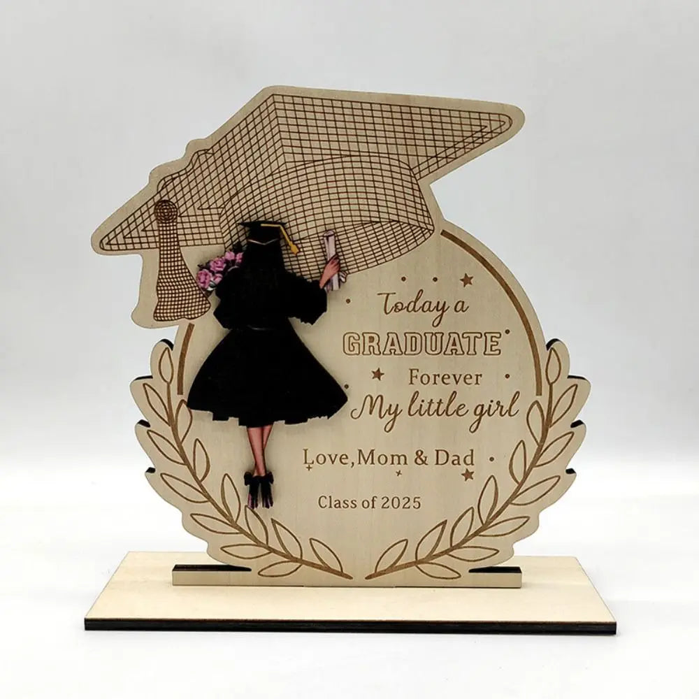 Desktop Decor Wooden Graduation Ornament Rustic Durable Home Decoration Ornament Handmade Creative Graduation Gift Festival