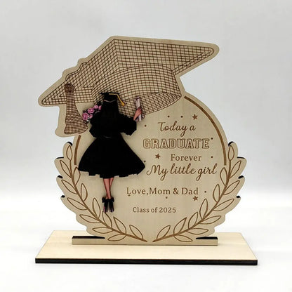 Desktop Decor Wooden Graduation Ornament Rustic Durable Home Decoration Ornament Handmade Creative Graduation Gift Festival
