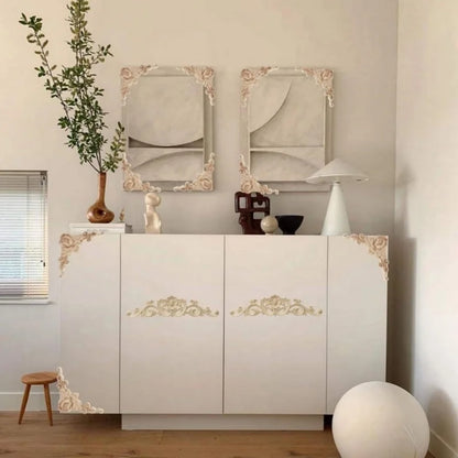 Decorative Wood Appliques and Onlays Natural Furniture Wall Door Wood Carving DIY Corner Frame Wood Craft Cabinet Wardrobe Decor