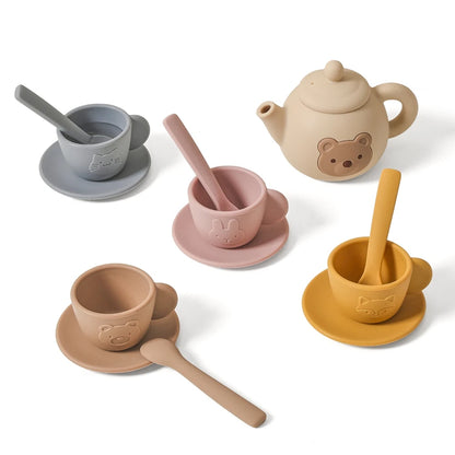 Kids Play House Toys Wooden Tea Set Pretend Make Tea Play With Teapot Teacup Afternoon Snack Role Playing Toys Boys Girls Gift