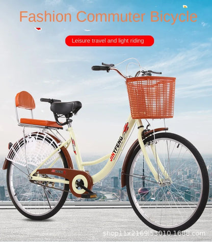 Women's Bicycle Women's 24 Inch Lightweight Commuting Bike Men's Ordinary Adult Student City Lady Commuter Bike Pedal Bike