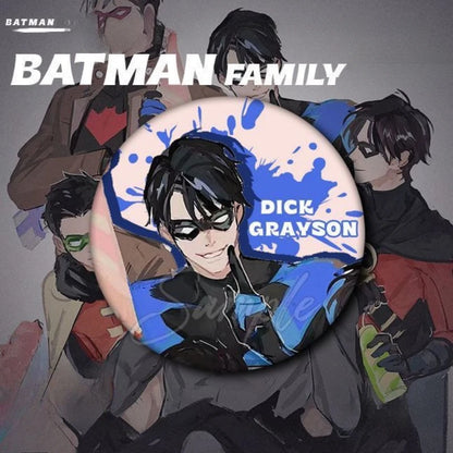 DC Batman Bruce Wayne Damian Wayne Jason Todd Anime Peripherals Badges Personality Cool Student Gifts Tinplate Brooch Pendants