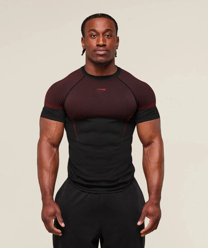 Fitness T-shirt, men's elastic quick drying breathable short sleeved, suitable for exercise, running, cycling, fitness clothes