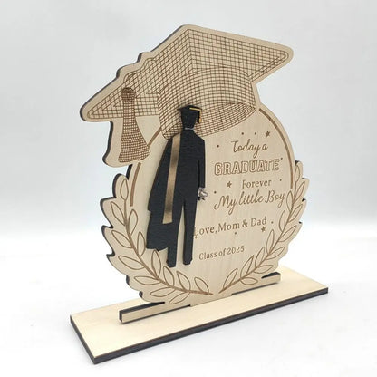Desktop Decor Wooden Graduation Ornament Rustic Durable Home Decoration Ornament Handmade Creative Graduation Gift Festival