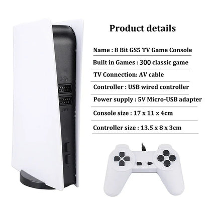 GS5 Pro Video Game Console com 620 Jogos Clássicos, 8 Bit TV, Handheld, USB, 2 Gaming Player com fio, Saída AV, ﻿