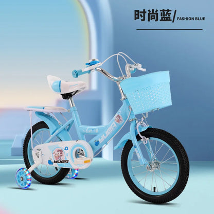 Children's Bicycle With Auxiliary Wheels With Basket High Carbon Steel Frame 12/14/16/18/20 Inch Bike For 2 To 10 Years Old Kids