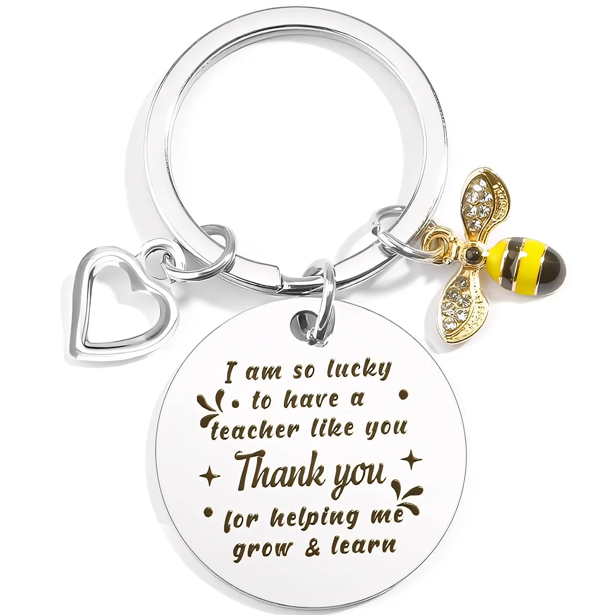 Personalized Teacher Gift Set – 4 Keychains + Cards + Organza Bags | Custom Thank You Gifts for Teacher’s Day or Graduation