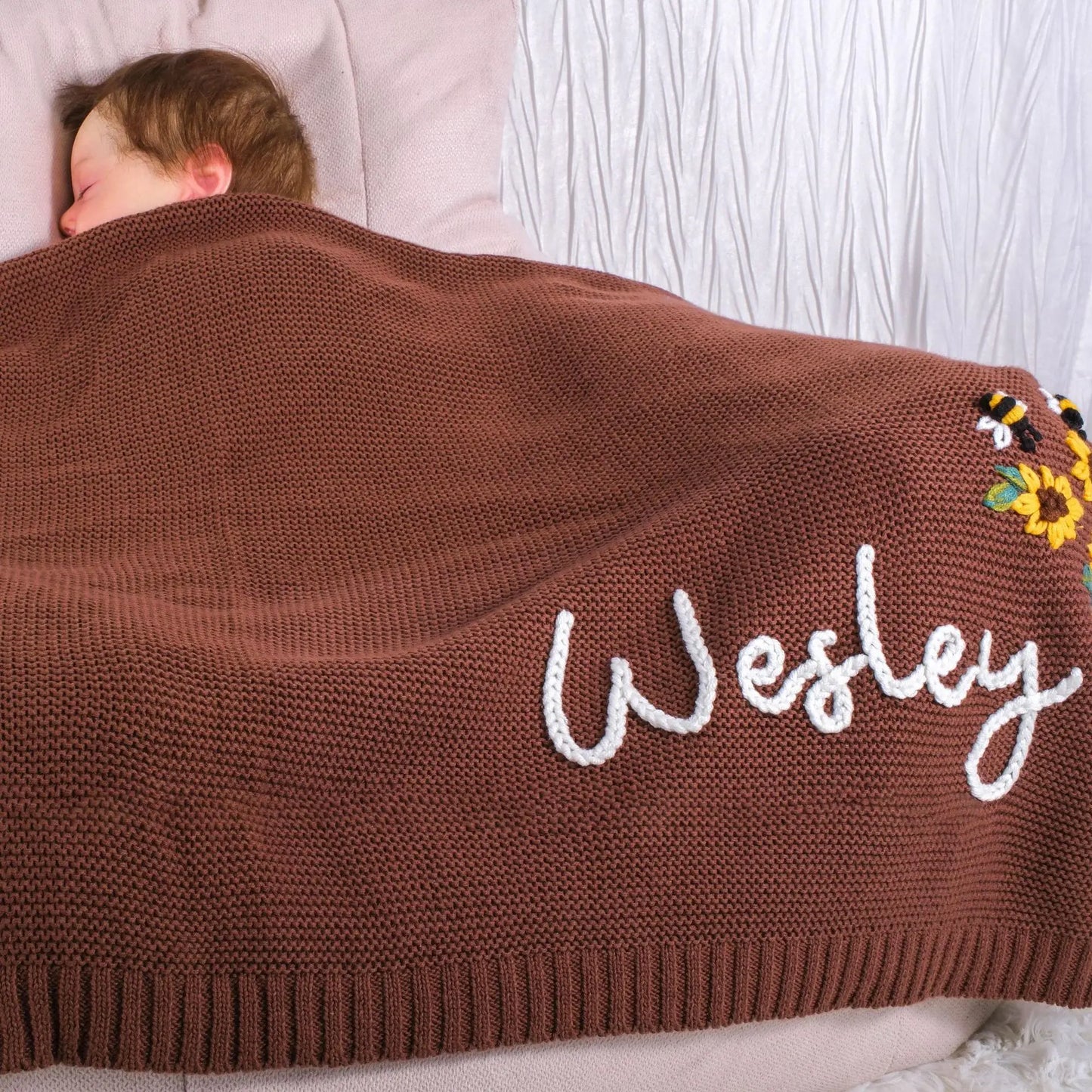 Personalized Baby gifts  Blanket with Name Custom Knited  Baby Blanket with Embroidery name Baby Newborn kids girls boys