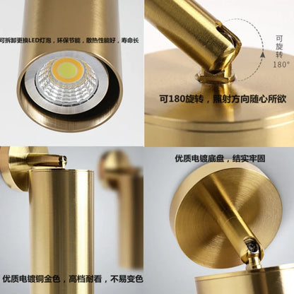 Lighting for Living Room Modern Simple Led Spotlight Gold Track Spotlight Brass Cloakroom  Room Background Wall Ceiling Light