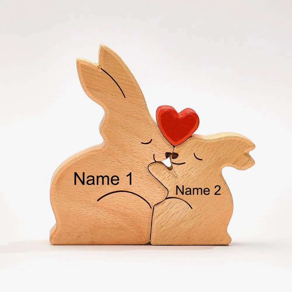 Personalized Wooden Couple Bears Puzzle With Name Custom Valentine's Day Gift For Couple Birthday House Warming Gifts Home Decor