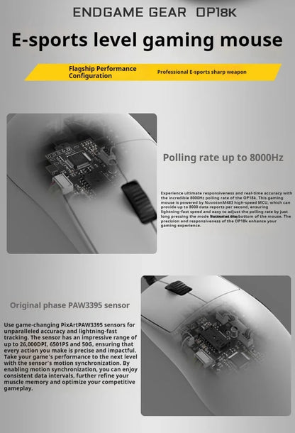 Endgame Gear Op1 8k Mouse Wired E-Sports Gaming Mouse Custom Paw3395 8000hz Lightweight Mouse Accessory for Desktop Computer