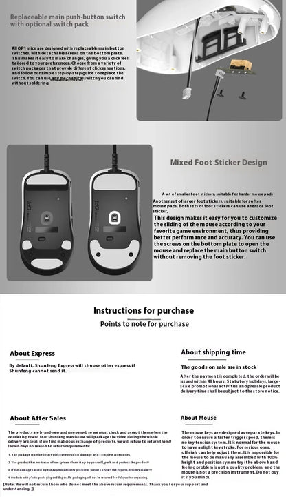 Endgame Gear Op1 8k Mouse Wired E-Sports Gaming Mouse Custom Paw3395 8000hz Lightweight Mouse Accessory for Desktop Computer