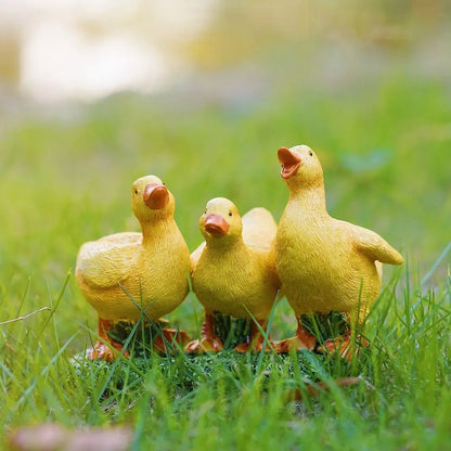 Garden Decor Resin Three Ducks Statue Cartoon Decorative Ducks Sculpture Cute Desktop Ornament Living Room
