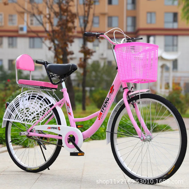 Women's Bicycle Women's 24 Inch Lightweight Commuting Bike Men's Ordinary Adult Student City Lady Commuter Bike Pedal Bike