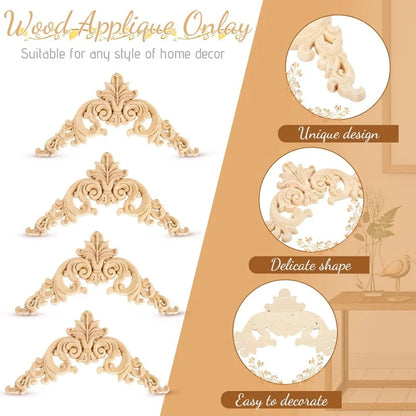 Decorative Wood Appliques and Onlays Natural Furniture Wall Door Wood Carving DIY Corner Frame Wood Craft Cabinet Wardrobe Decor
