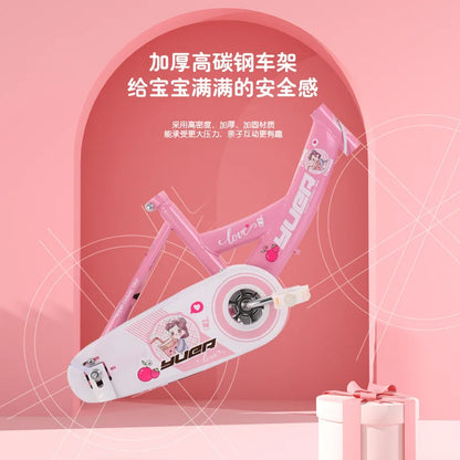 Children's Bicycle With Auxiliary Wheels With Basket High Carbon Steel Frame 12/14/16/18/20 Inch Bike For 2 To 10 Years Old Kids