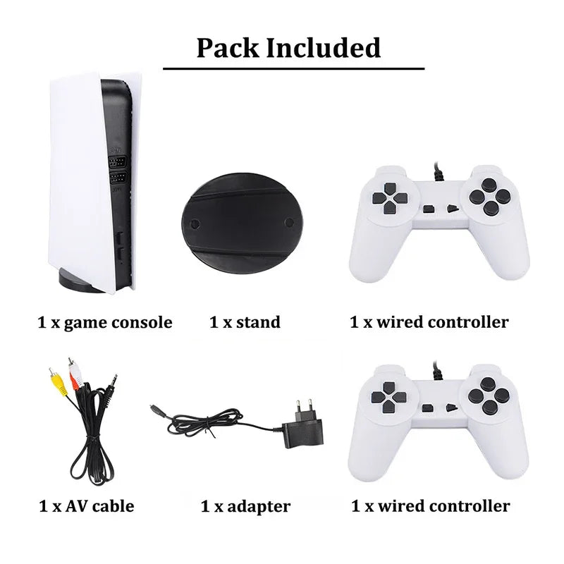 Retro GS5 Gaming Console – 300+ Classic Games, 2-Player USB Wired Controller, AV/HDMI TV Connection