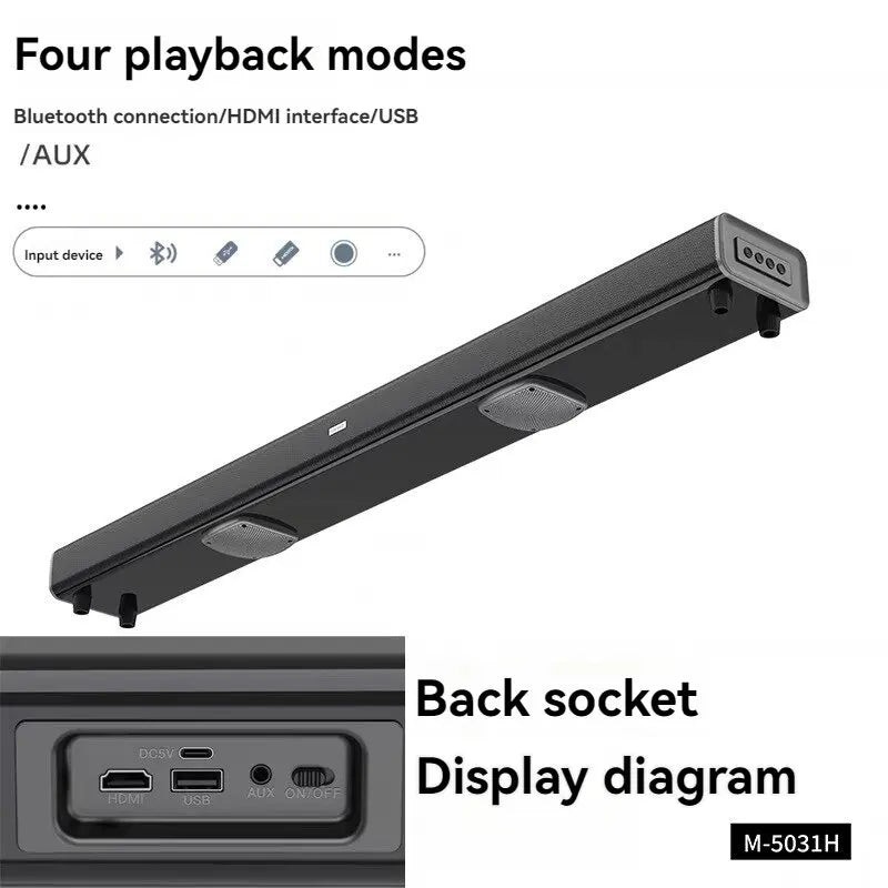 Home Theater Echo Wall TV Speaker 99cm Long With Dual Bass Speaker Cinema Bluetooth Speaker Multifunctional 9D Surround Speaker