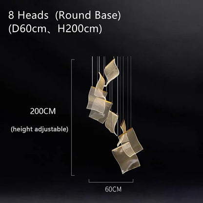 Light Guide LED Modern Chandelier living room decor lighting Duplex Rotating Stairs Pendant Lamp Dining room Hanging Lights