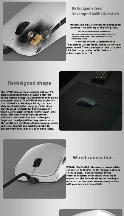 Endgame Gear Op1 8k Mouse Wired E-Sports Gaming Mouse Custom Paw3395 8000hz Lightweight Mouse Accessory for Desktop Computer