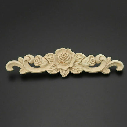 20X5cm Woodcarving Decal Exquisite Classical Wooden Decoration Inlaid With Flower Lines Edges Wooden Furniture Decor Accessories