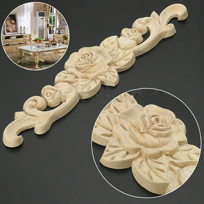 20X5cm Woodcarving Decal Exquisite Classical Wooden Decoration Inlaid With Flower Lines Edges Wooden Furniture Decor Accessories