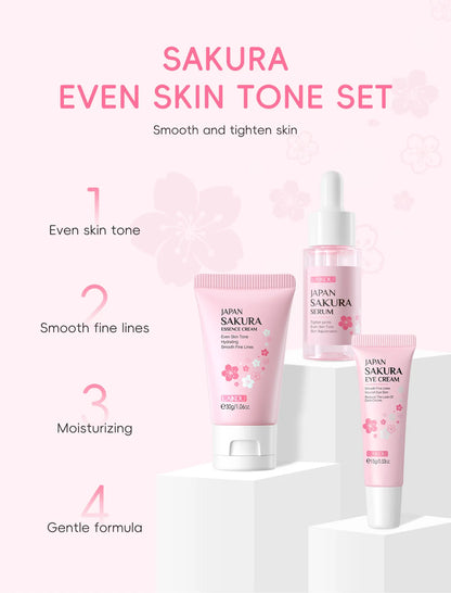 3pcs/set Sakura Skin Care Sets Face Cream Serum Eye Cream Face Beauty Products for Women Daily Moisturizing Skin Care Products