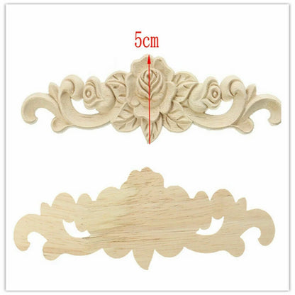 20X5cm Woodcarving Decal Exquisite Classical Wooden Decoration Inlaid With Flower Lines Edges Wooden Furniture Decor Accessories