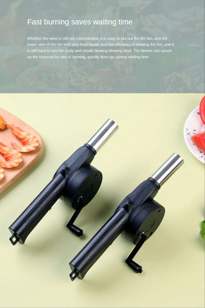Manual BBQ Blower – Portable Charcoal Air Pump Tool for Outdoor Grilling, Barbecue, Campfire Cooking & Handheld Fire Starting