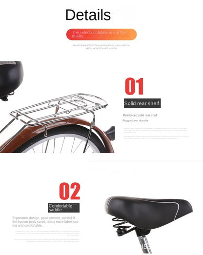 Women's Bicycle Women's 24 Inch Lightweight Commuting Bike Men's Ordinary Adult Student City Lady Commuter Bike Pedal Bike