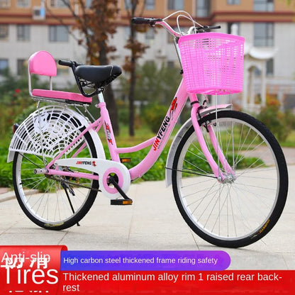 Women's Bicycle Women's 24 Inch Lightweight Commuting Bike Men's Ordinary Adult Student City Lady Commuter Bike Pedal Bike