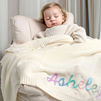 Personalized Baby gifts  Blanket with Name Custom Knited  Baby Blanket with Embroidery name Baby Newborn kids girls boys