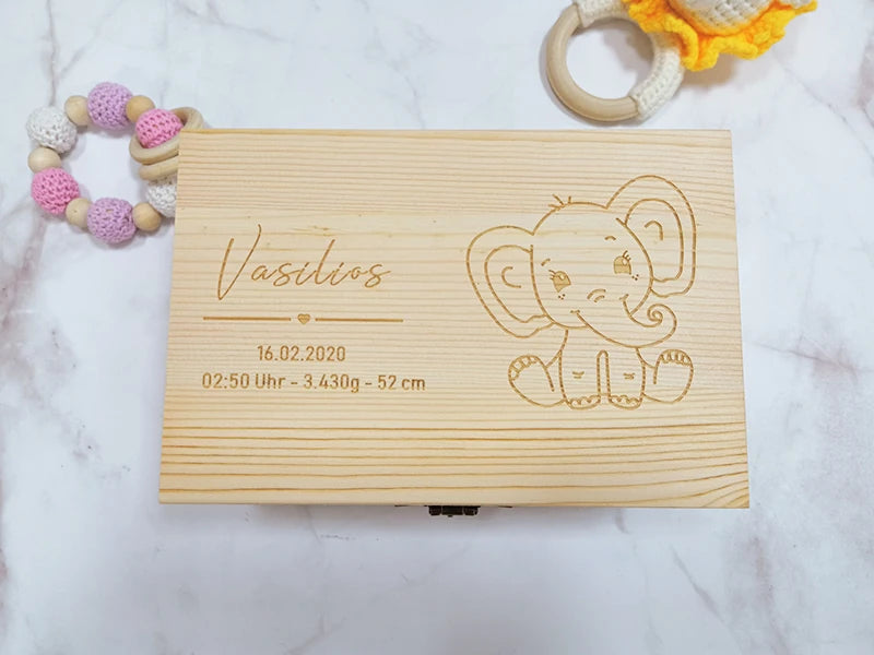 Personalized Baby Keepsake Box | Wood Memory Box | New Mom Gift | Custom Baby Gift Box | Baby Shower Decoration | Baptism Gifts
