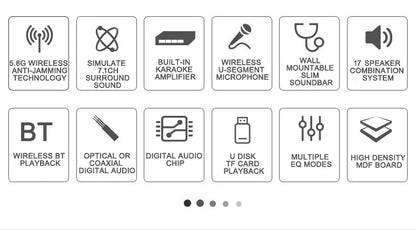 7.1 HD Wireless Home Theater Surround Sound System for TV with Big Sound Wired Subwoofer and 2 Pairs of Surround Speakers