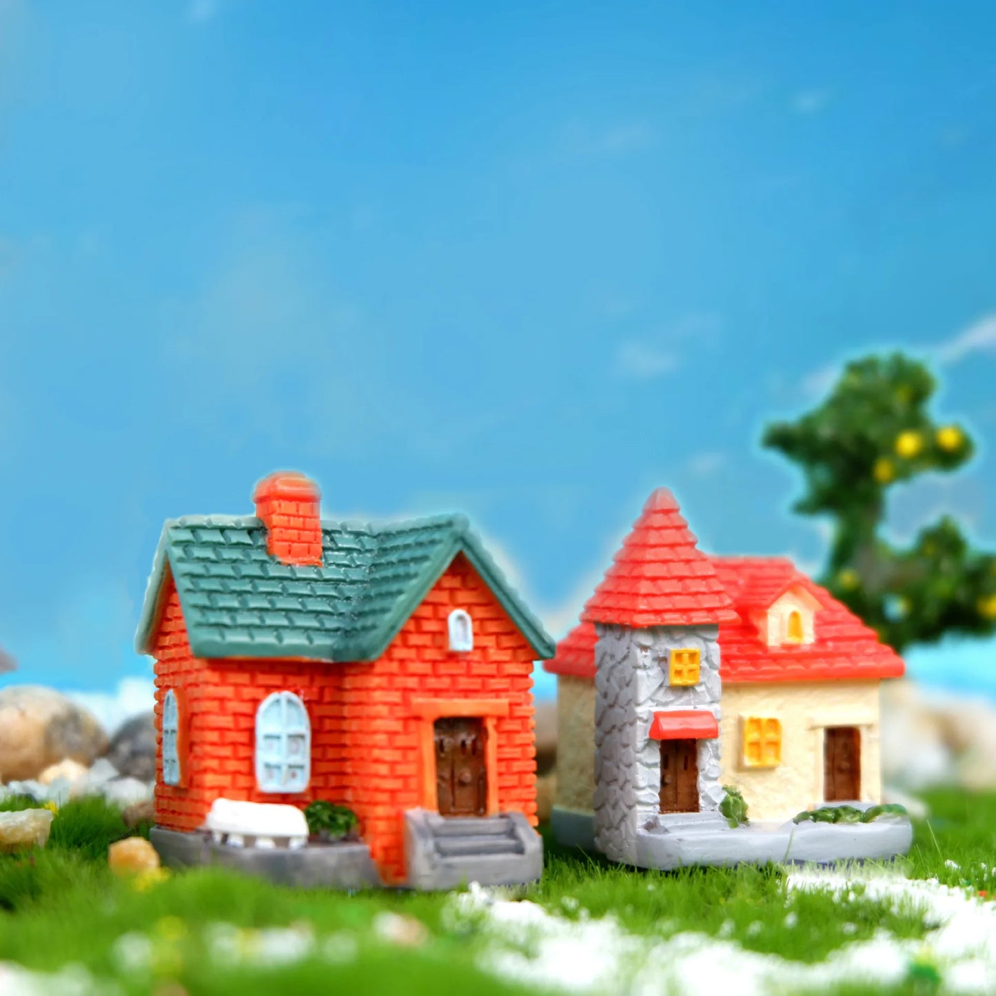 Decor Resin Ornament Miniature Fairy Garden House Villa Miniature Landscape Bonsai Decor Outdoor DIY Dolls House Decoration