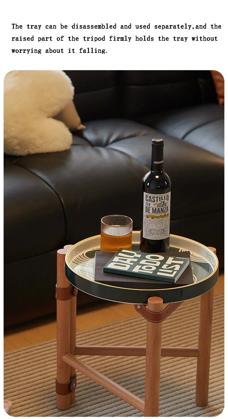 For Coffee Table, Living Room Sofa Side Table, Ceramic Tray, Solid Wood Tea Table, Creative Storage Desk, Nordic Furniture