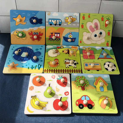 Montessori Wooden Toys for Babies 1 2 3 Years Boy Girl Gift Baby Development Games Wood Puzzle for Kids Educational Learning Toy