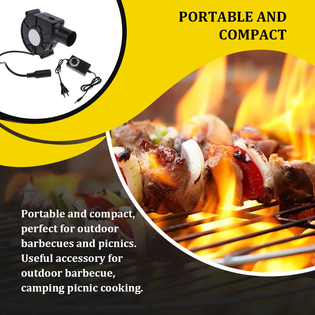 220V BBQ Fan Small Blast Engine with Air Collecting Adjustable Speed Cooking Tool Handheld Barbecue Blower Camping