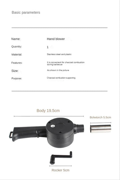Manual BBQ Blower – Portable Charcoal Air Pump Tool for Outdoor Grilling, Barbecue, Campfire Cooking & Handheld Fire Starting