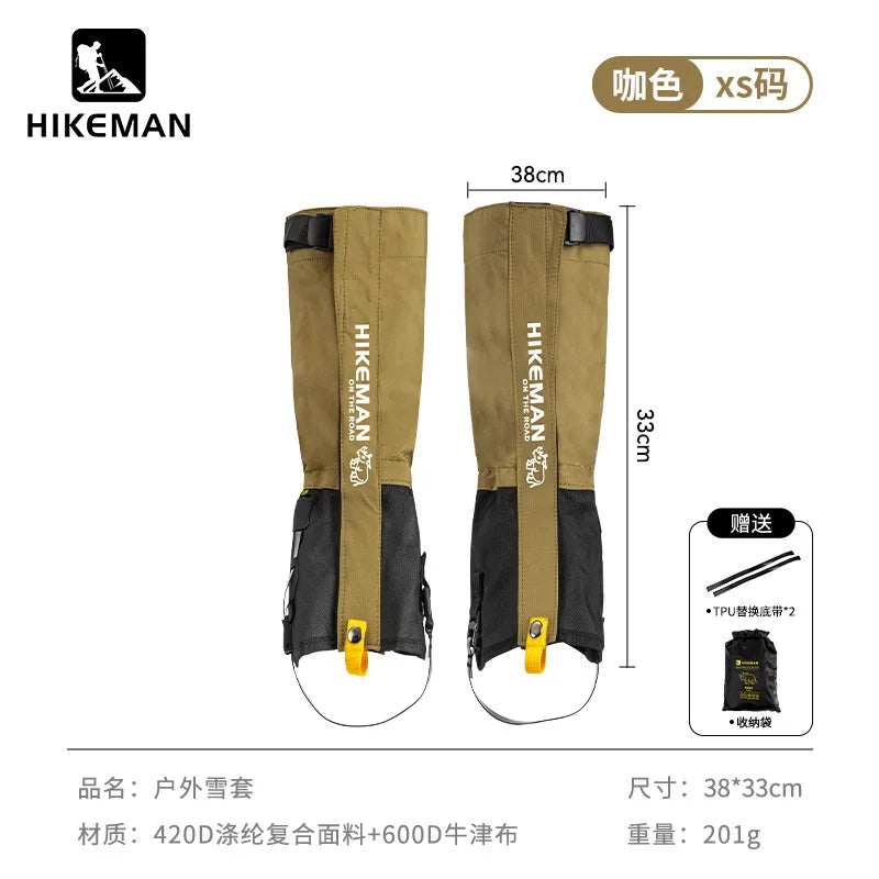 HIKEMAN Outdoor Leg Gaiters for Hiking Skiing Snow Sand Protection Durable Unisex Trekking Camping Gear