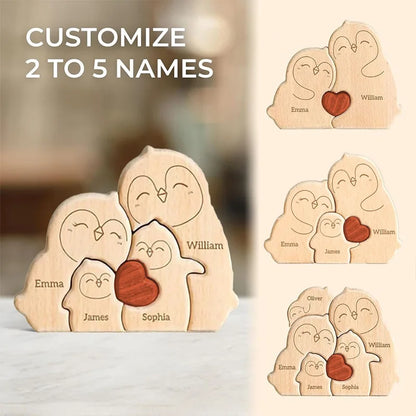 Personalized Wooden Penguin Home Ornaments-Laser Engraved Surnames Birthday Gifts Holiday Anniversary Keepsakes Memorable Gifts