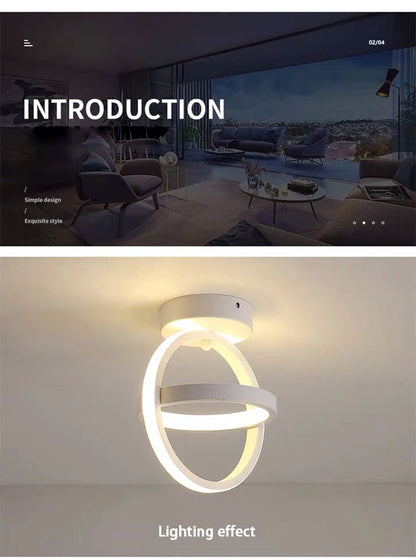 Modern LED Ceiling Light 2 Rings Creative Design Ceiling Lamp Indoor Lighting Fixtures Hallway Balcony Aisle Office Light