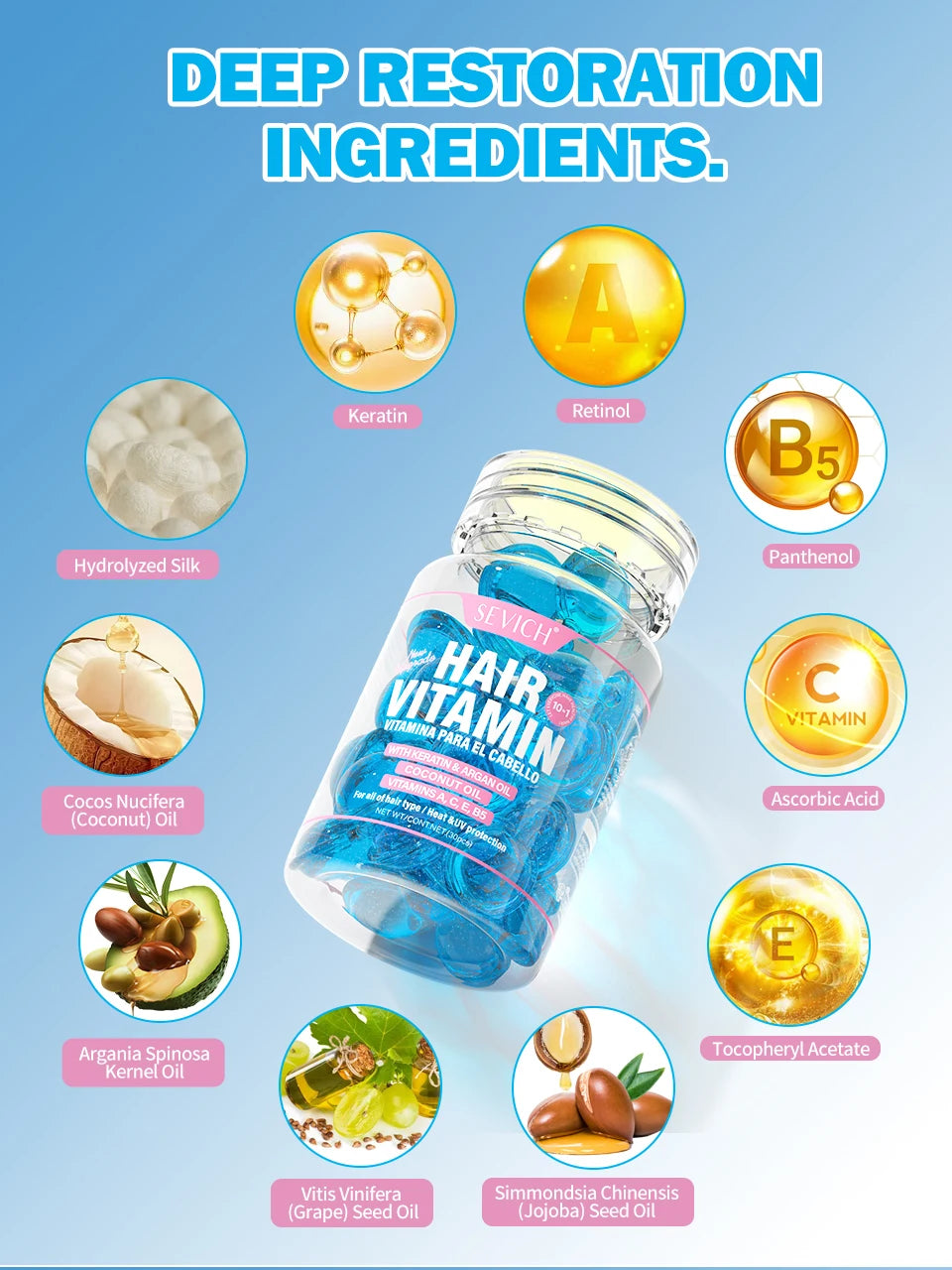 Hair Care Capsules Repairing Keratin Complex Serum Oil Frizzy Hair Moisturizing Hair Oil Smoothing Nourishing Hair Care Essence