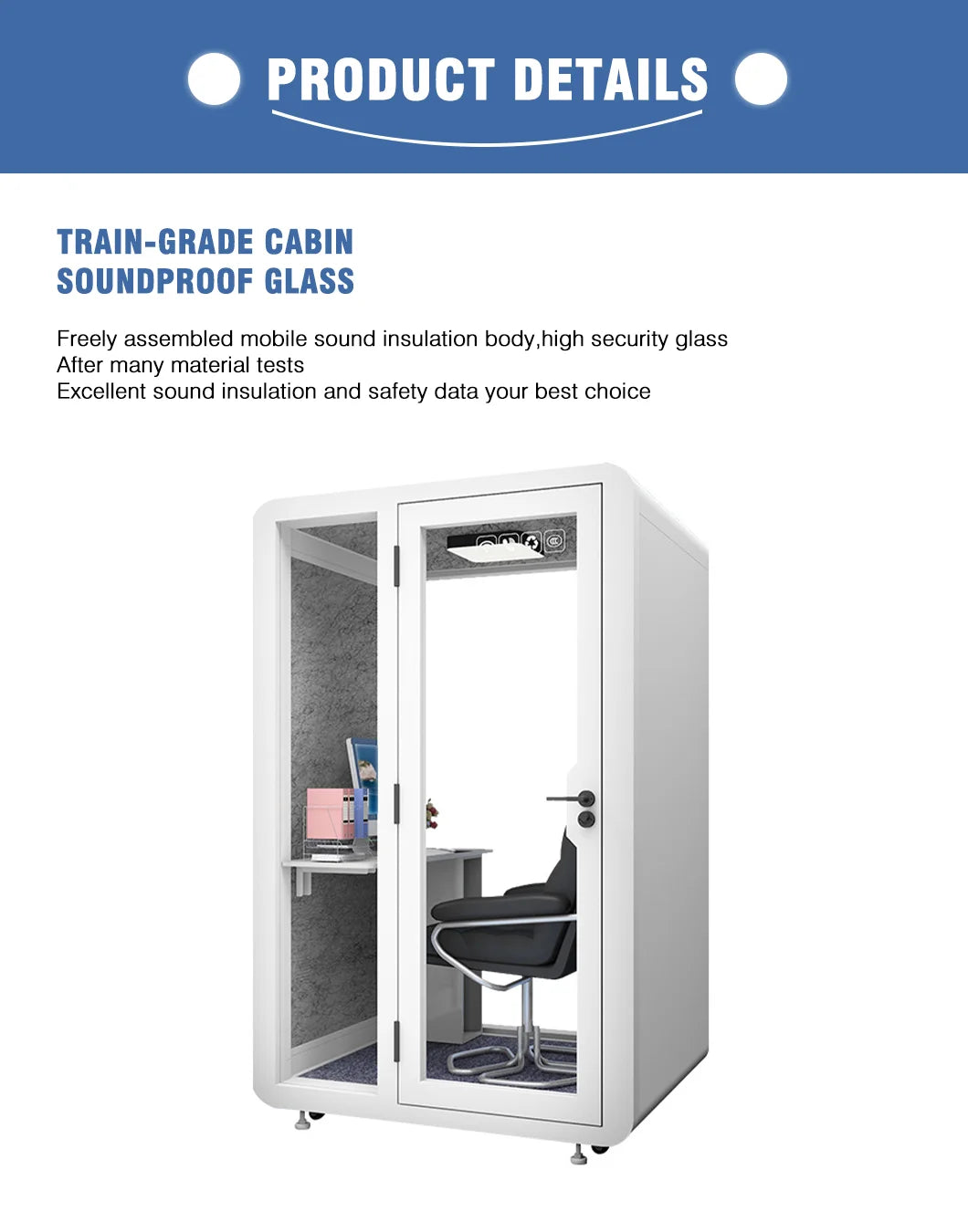 Removable Office Phone Soundproof Portable Voice Phone Pod Recording Soundproof Cabin