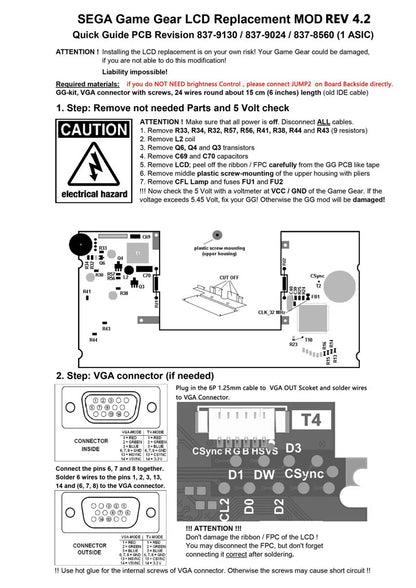 New 2024 For SEGA Game Gear GG Full Fit Integrated Screen Kit V4.2 Low Power Edition OGS full fit