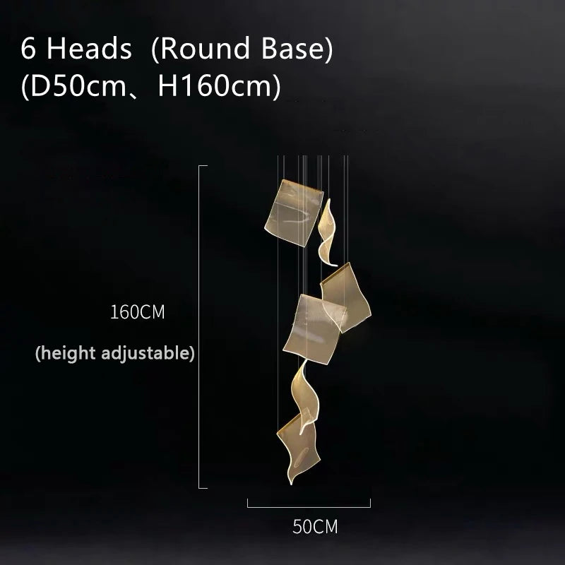 Light Guide LED Modern Chandelier living room decor lighting Duplex Rotating Stairs Pendant Lamp Dining room Hanging Lights