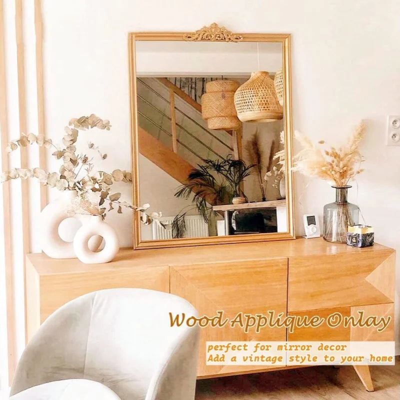 Decorative Wood Appliques and Onlays Natural Furniture Wall Door Wood Carving DIY Corner Frame Wood Craft Cabinet Wardrobe Decor