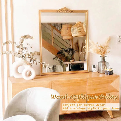 Decorative Wood Appliques and Onlays Natural Furniture Wall Door Wood Carving DIY Corner Frame Wood Craft Cabinet Wardrobe Decor