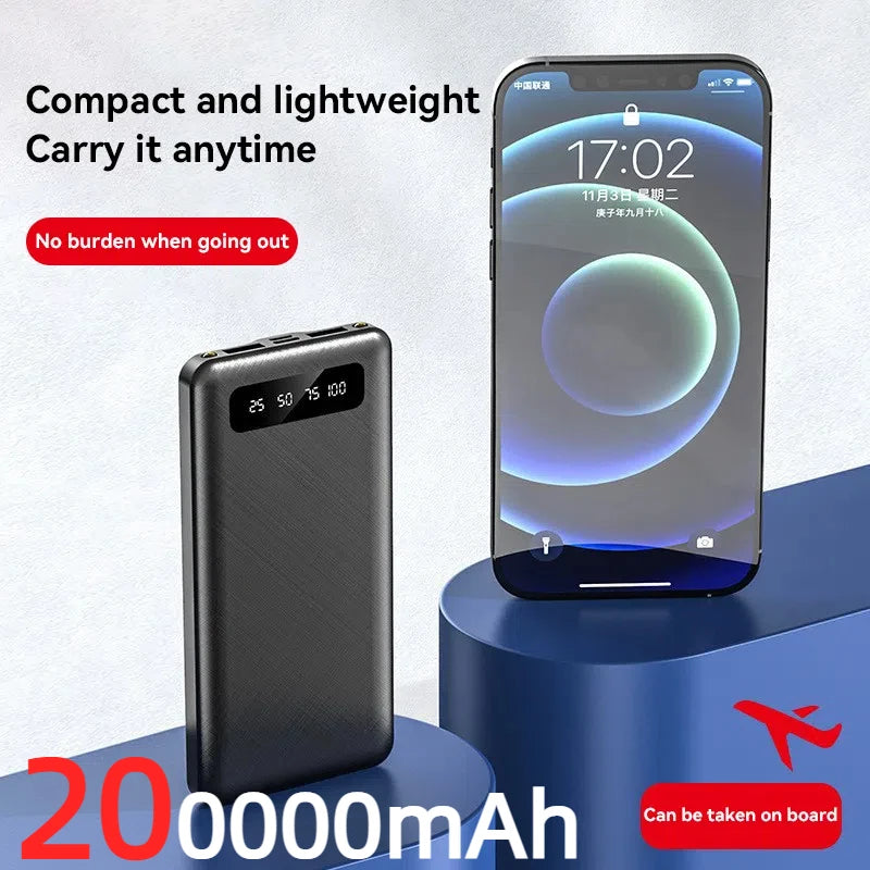 200000mAh Power Bank 120W Super Fast Charge Large Capacity Portable External Battery With LED Digital Display For Phones 2025