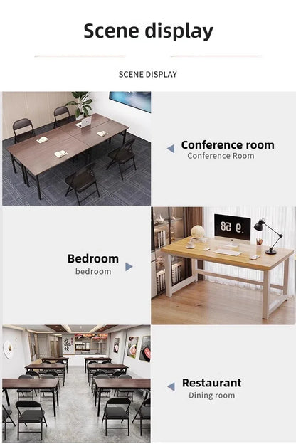 Solid Wood Computer Desktop Desk for Home Use, Simple Writing Desk for Students, Workbench, Long Strip,rental House, Small Table